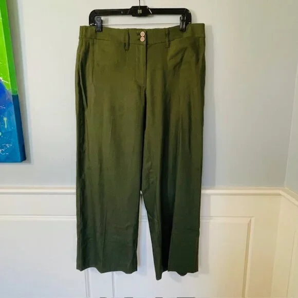 J. Jill Linen-Stretch Wide-Leg Crop in Spanish Moss Size Medium - Picture 3 of 9